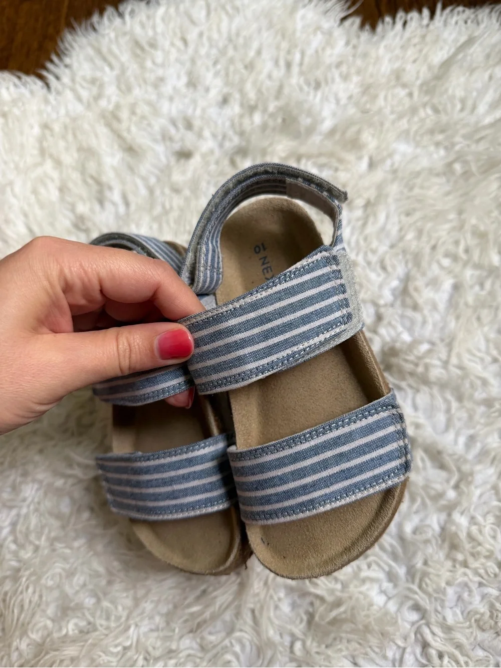 next Blue and White Striped Hook-and-Loop Kids Sandals